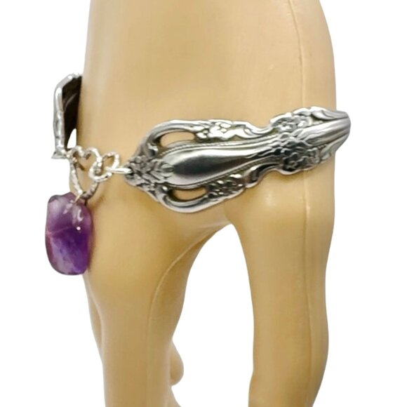 Vintage Spoon Bracelet from Distinction Collection by Oneida with Amethyst Charm - Picture 7 of 14